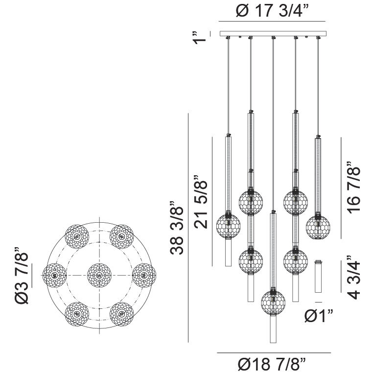 Windchimer LED 18.88 inch Aged Gold Brass Pendant Ceiling Light