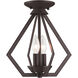 Prism 2 Light 11 inch Bronze Convertible Mini Chandelier/Ceiling Mount Ceiling Light