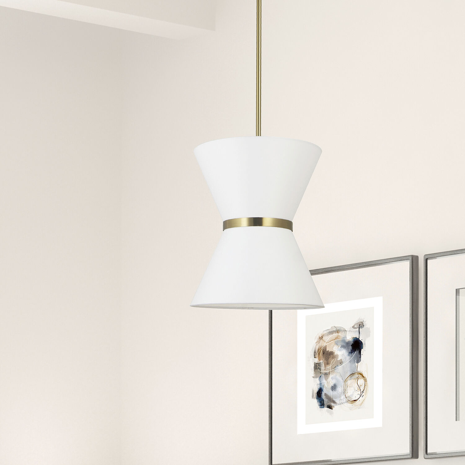 Caterine 1 Light 12 inch Aged Brass Pendant Ceiling Light in White