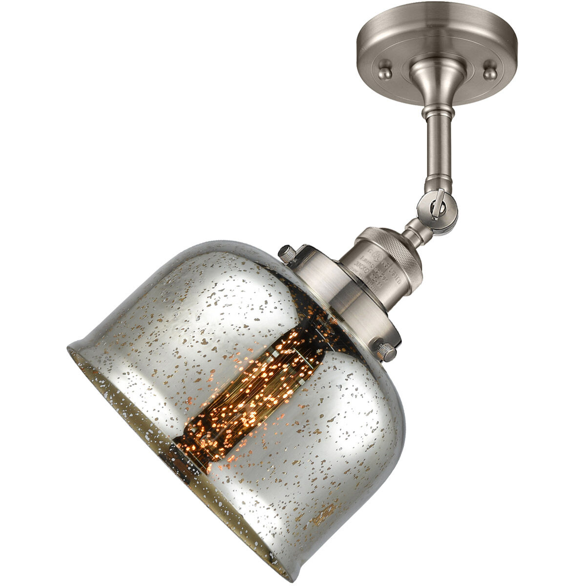 Franklin Restoration Large Bell LED 8 inch Brushed Satin Nickel Sconce Wall Light in Silver Plated Mercury Glass, Franklin Restoration