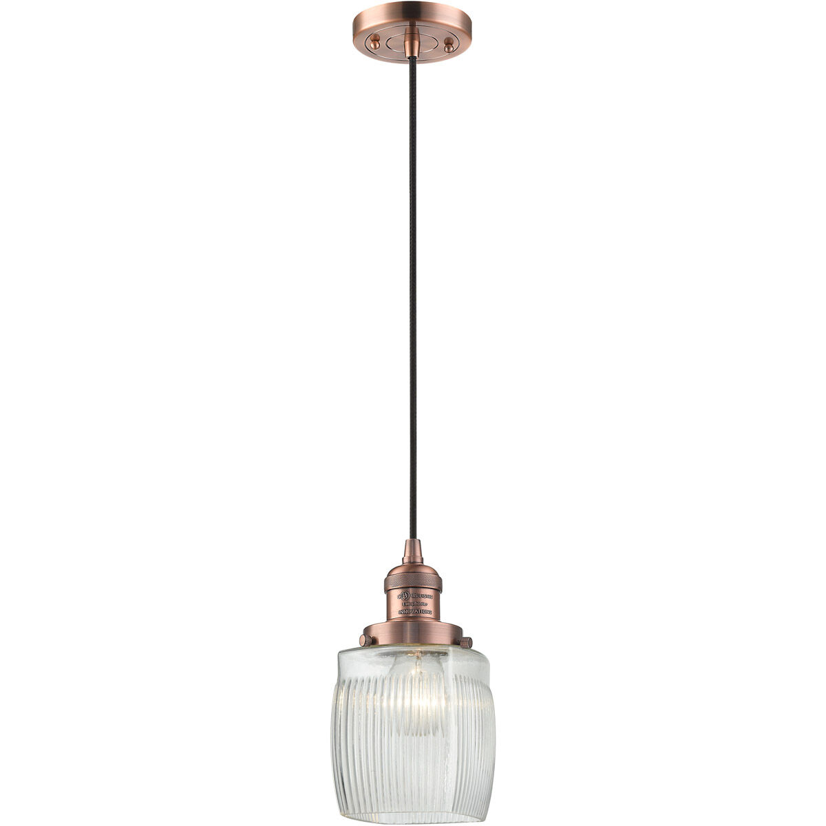 Franklin Restoration Colton LED 6 inch Antique Copper Mini Pendant Ceiling Light, Franklin Restoration