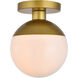 Eclipse 1 Light 8 inch Brass Flush Mount Ceiling Light
