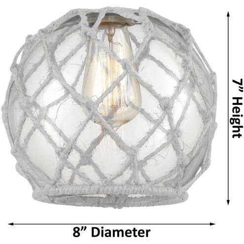 Edison 1 Light 8 inch Antique Brass and Clear and White Mini Pendant Ceiling Light