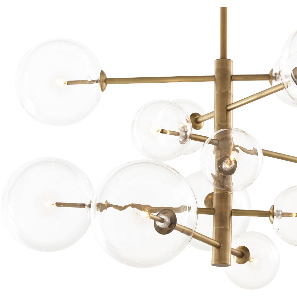 Argento 12 Light 35.43 inch Antique Brass Chandelier Ceiling Light, Small