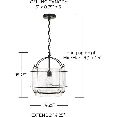 Harmon 1 Light 14 inch Matte Black Pendant Ceiling Light