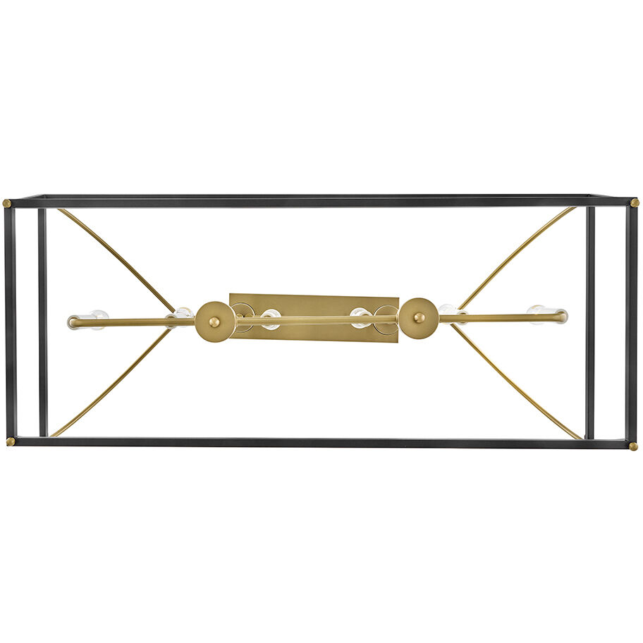 Tate 6 Light 40 inch Black with Lacquered Brass Chandelier Ceiling Light