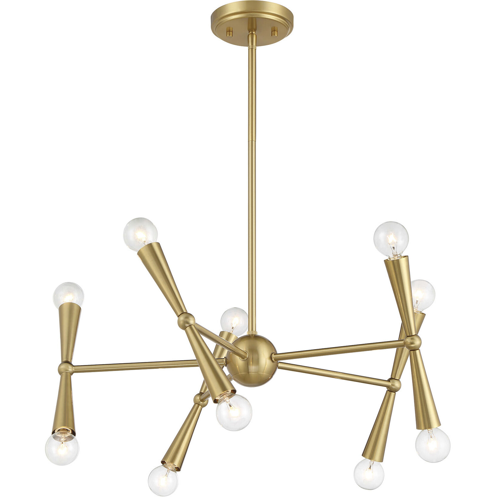 Contemporary 10 Light 24 inch Natural Brass Chandelier Ceiling Light