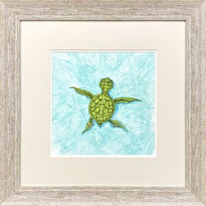 Swim Lesson Blue and Green and Multi and Beige Framed Art