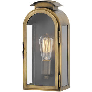 Heritage Rowley LED 13 inch Light Antique Brass Outdoor Wall Mount Lantern, Small