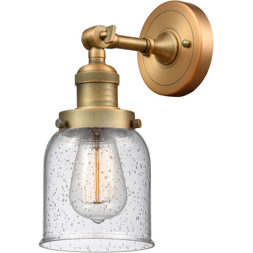 Franklin Restoration Small Bell LED 5 inch Brushed Brass Sconce Wall Light in Seedy Glass, Franklin Restoration
