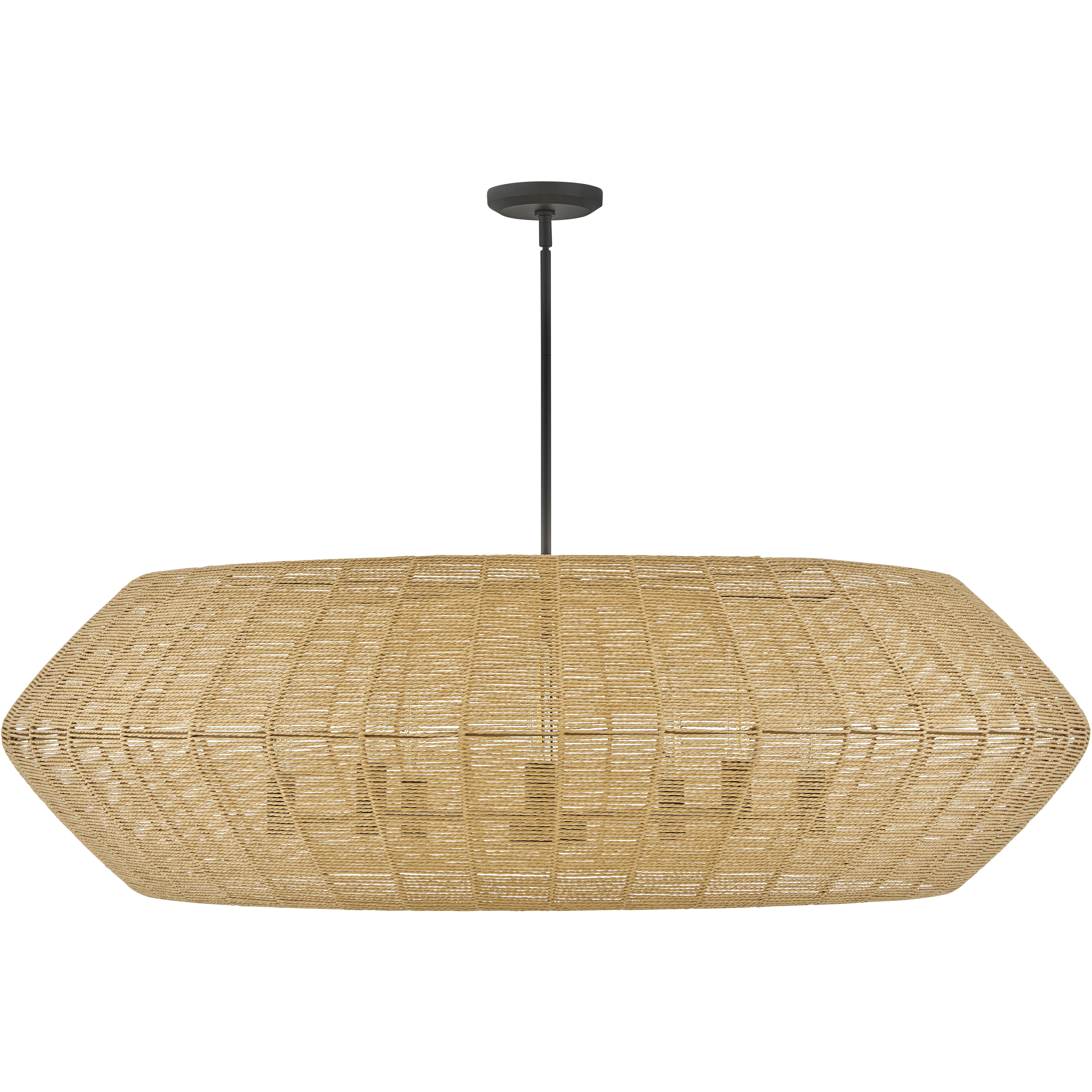 Lisa McDennon Luca 8 Light 60 inch Black / Camel Rattan Chandelier Ceiling Light, Drum