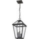 Talbot 3 Light 10 inch Oil Rubbed Bronze Outdoor Chain Mount Ceiling Fixture in Seedy Glass