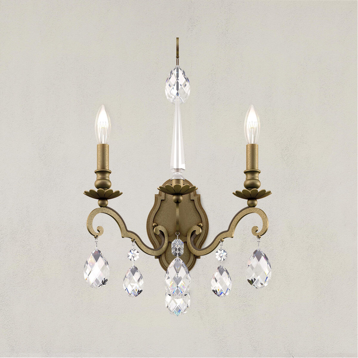 Renaissance Nouveau 2 Light 8 inch Etruscan Gold Wall Sconce Wall Light in Heirloom Silver