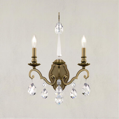 Renaissance Nouveau 2 Light 8 inch Etruscan Gold Wall Sconce Wall Light in Heirloom Silver