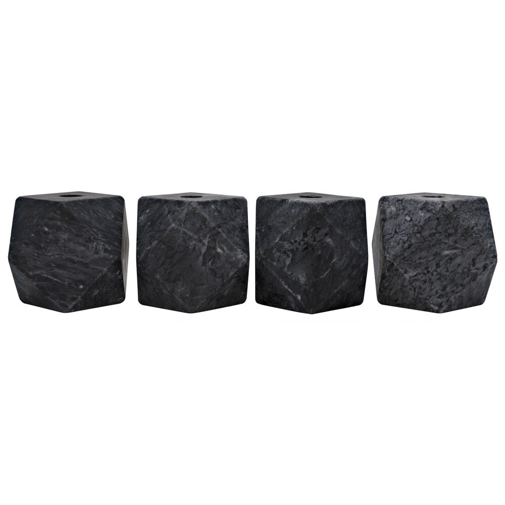 Polyhedron 4 X 4 inch Decorative Candle Holder in Black, Set of 4