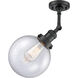 Franklin Restoration Large Beacon 1 Light 8 inch Matte Black Semi-Flush Mount Ceiling Light in Seedy Glass, Franklin Restoration
