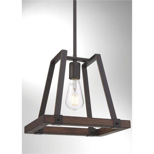 Outrigger 1 Light 8.5 inch Mahogany Bronze and Nutmeg Wood Mini Pendant Ceiling Light