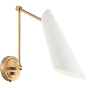 Butera 1 Light 4 inch Aged Gold Brass and White Wall Sconce Wall Light