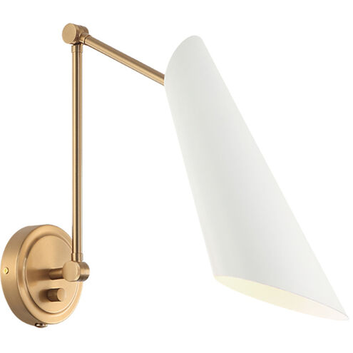 Butera Wall Sconce Wall Light in Aged Gold Brass and White