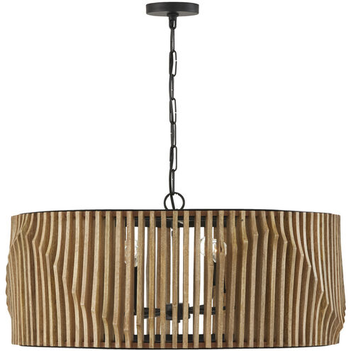 Archer 6 Light 32.25 inch Light Wood and Matte Black Pendant Ceiling Light