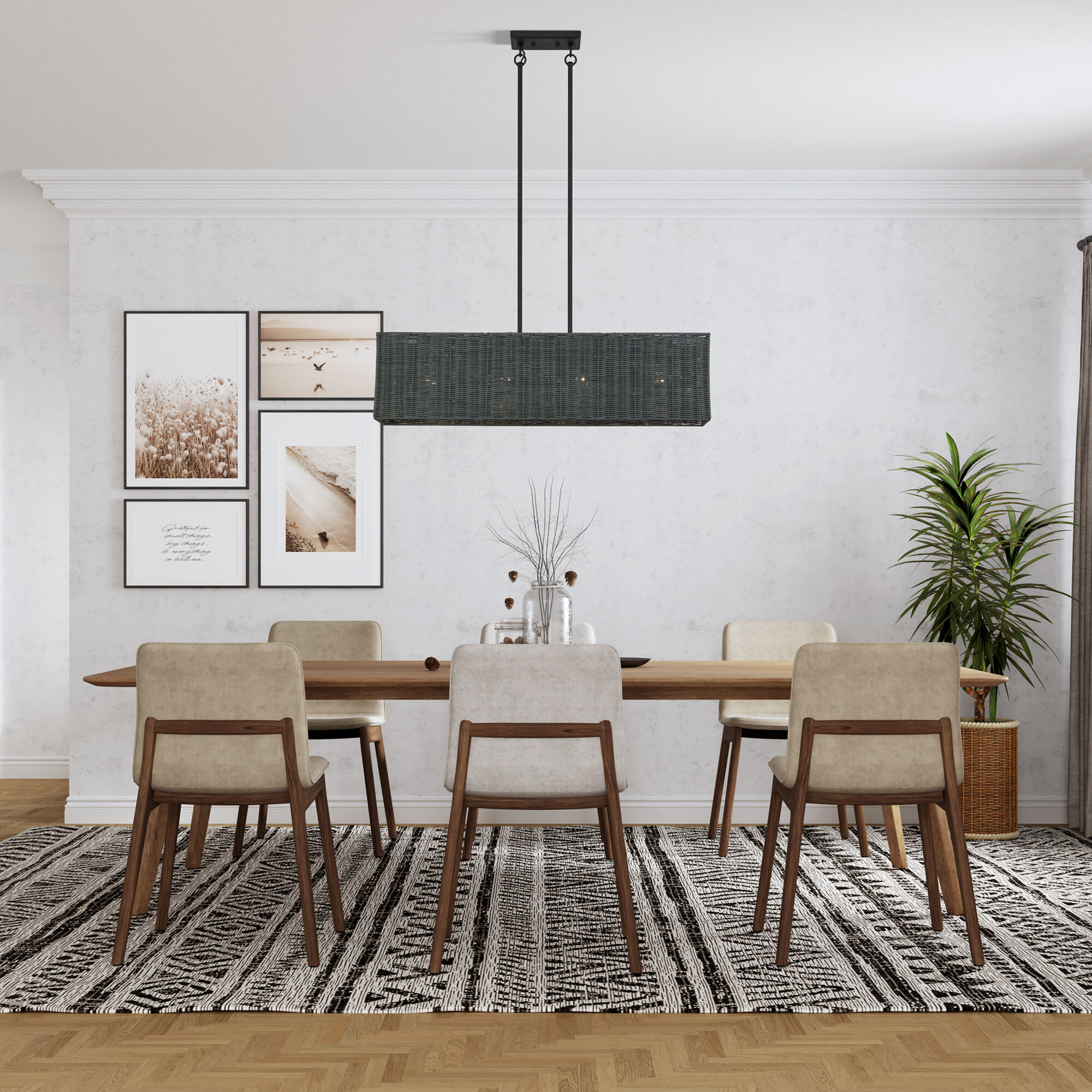 Weavington 4 Light 36 inch Black Linear Chandelier Ceiling Light, Large