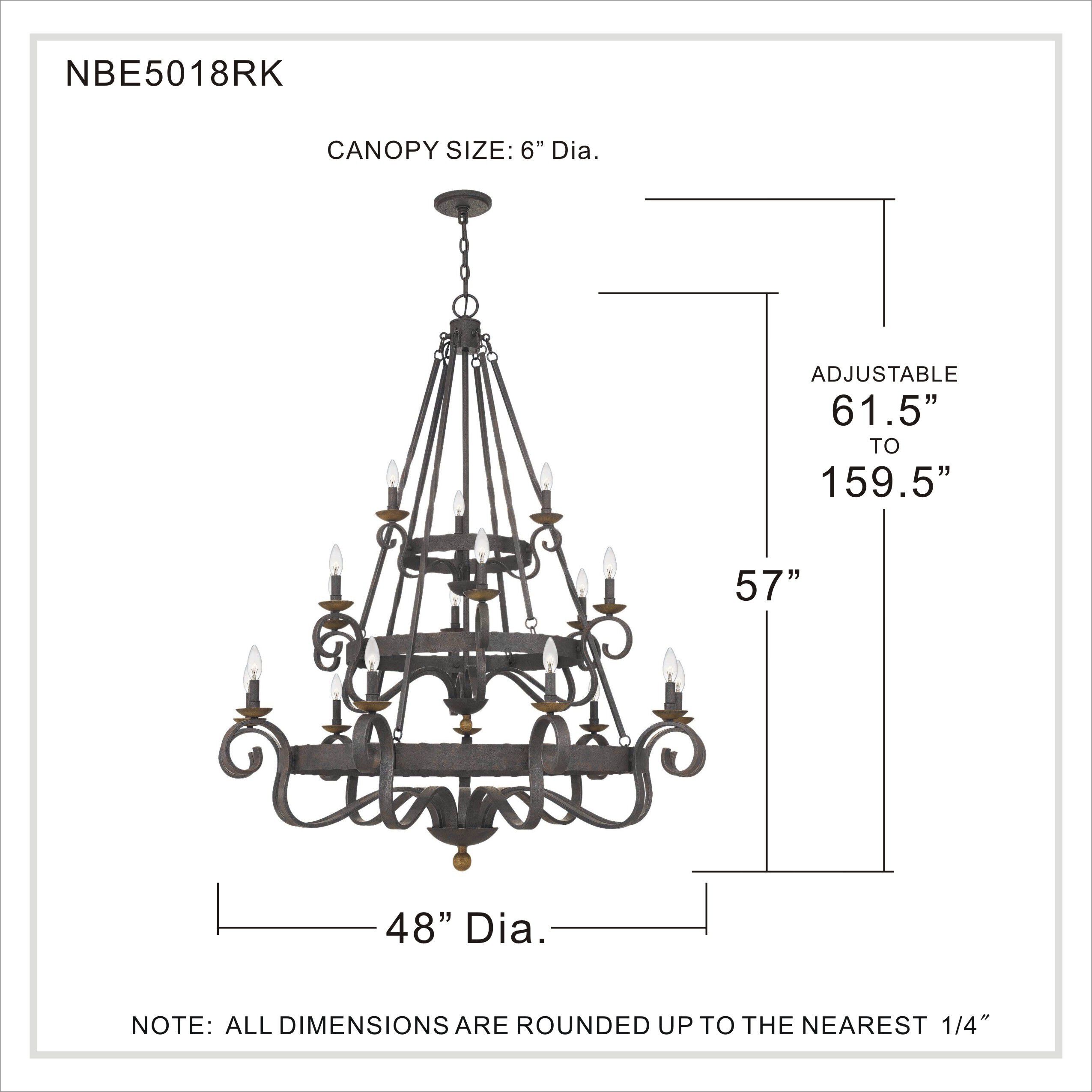 Quoizel NBE5018RK Noble 18 Light 48 inch Rustic Black Chandelier