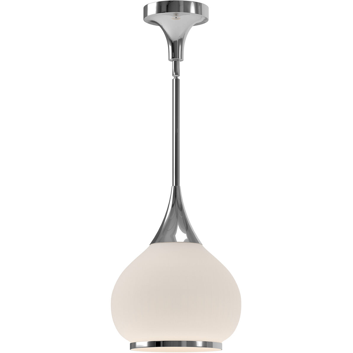 Alora Mood Hazel Pendant Ceiling Light in Chrome, Matte Opal Glass