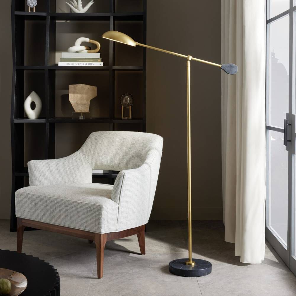 Alaric 50 inch 25 watt Antique Brass Floor Lamp Portable Light