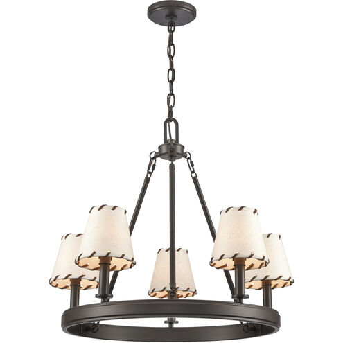 Marion 5 Light 24.5 inch Oil Rubbed Bronze with White Chandelier Ceiling Light