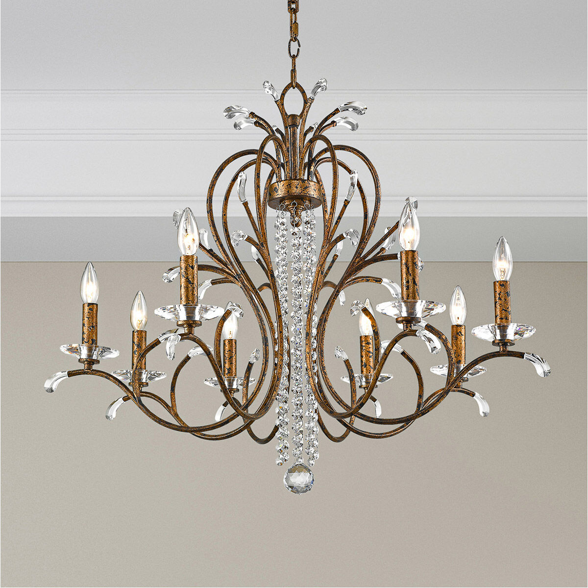 Serafina 8 Light 33 inch Hand Applied Venetian Golden Bronze Chandelier Ceiling Light
