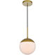 Eclipse 1 Light 8 inch Brass Pendant Ceiling Light