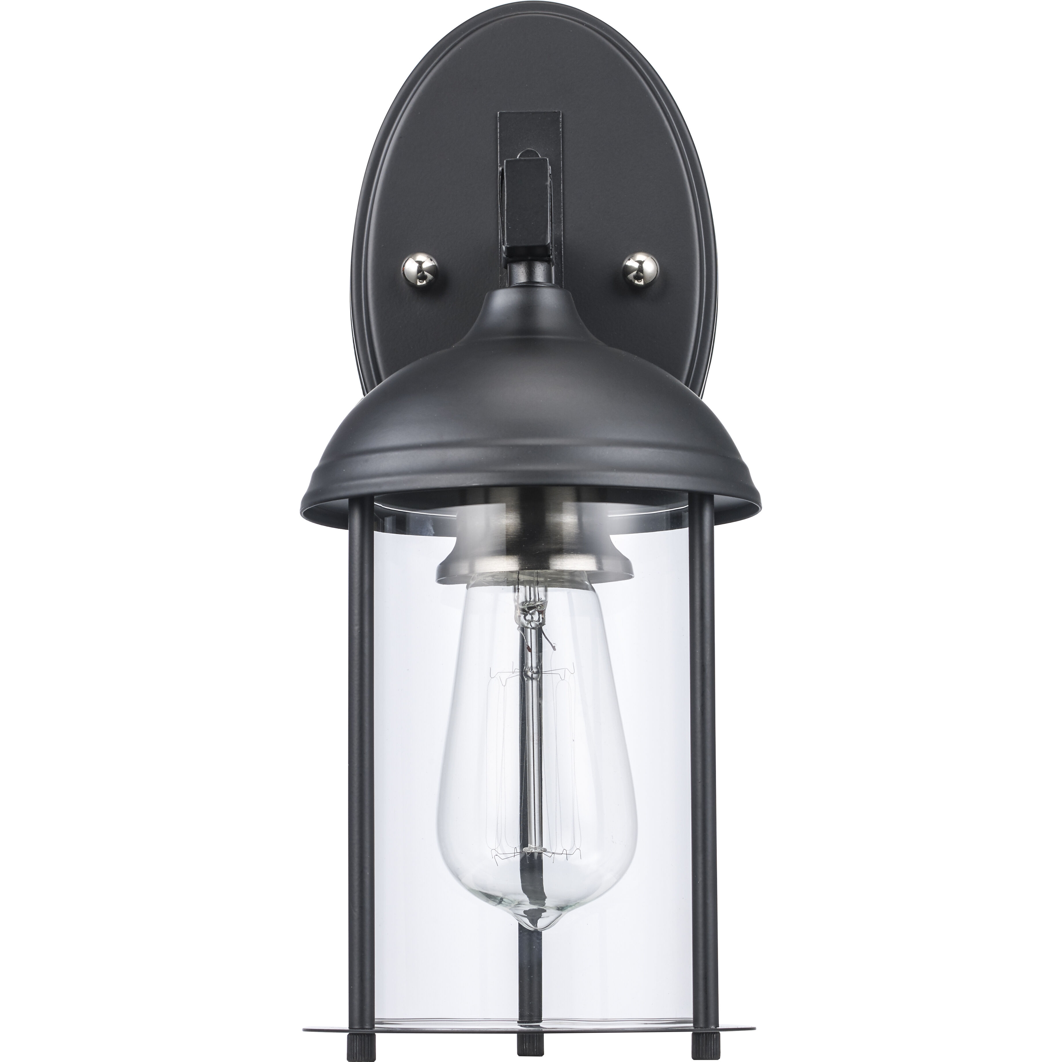 Blues 1 Light 14 inch Black and Brushed Nickel Outdoor Wall Lantern