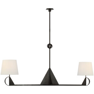 Thomas O'Brien Auxerre LED 68 inch Aged Iron Blacksmith Linear Chandelier Ceiling Light, Extra Large