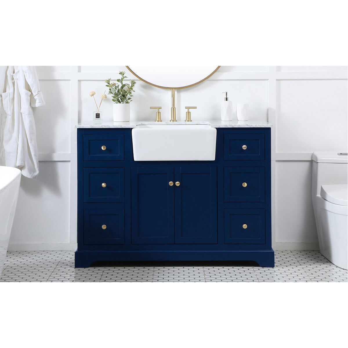 Franklin 48 X 22 X 35 inch Blue Bathroom Vanity Cabinet