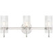 Brook 3 Light 22 inch Chrome Vanity Light Wall Light