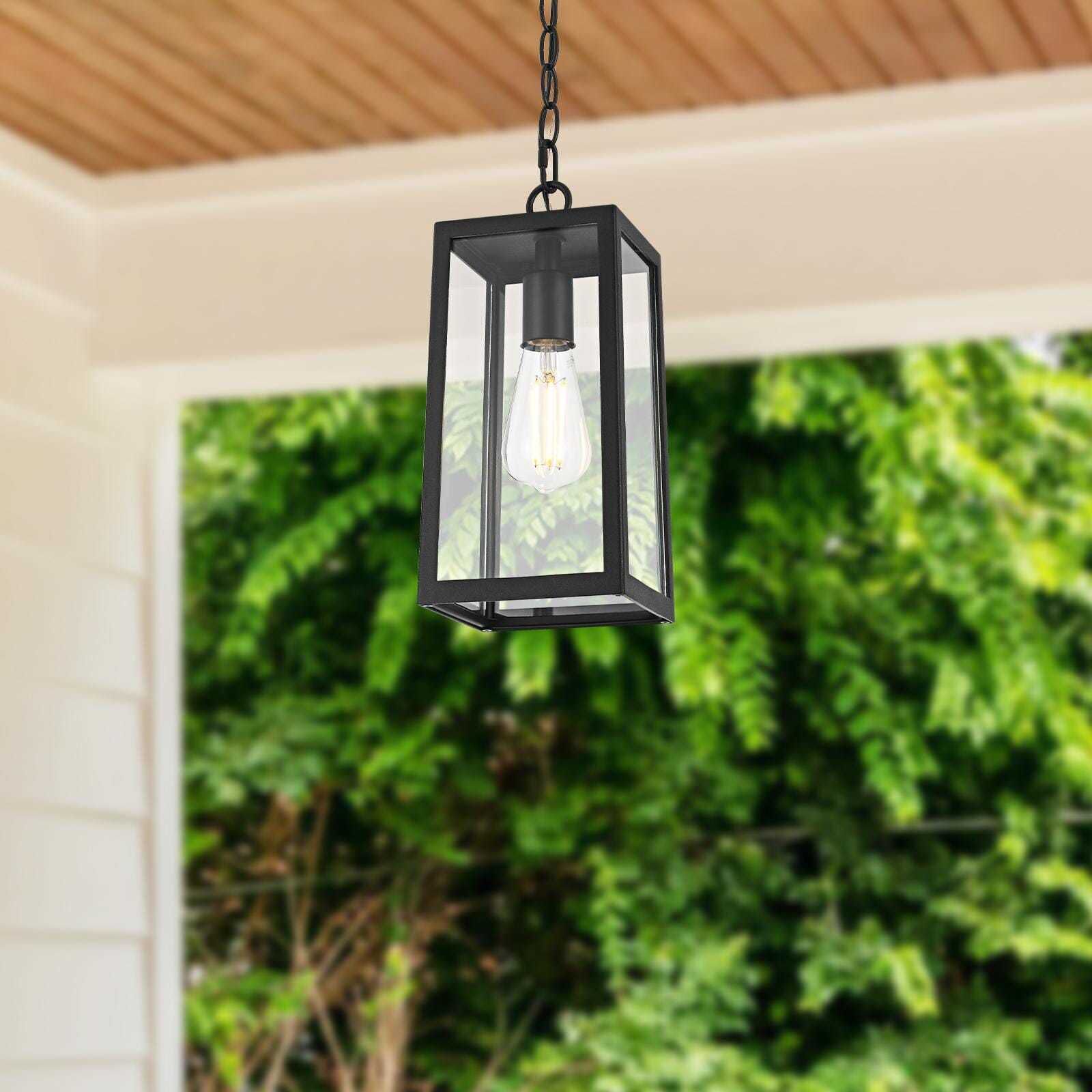 Veda 1 Light 5.5 inch Black Outdoor Pendant