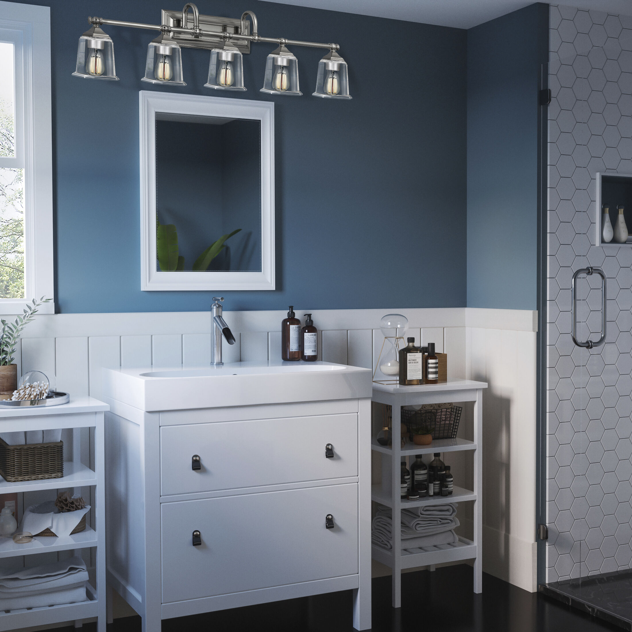 Nicholas 5 Light 42 inch Brushed Nickel Bath Light Wall Light