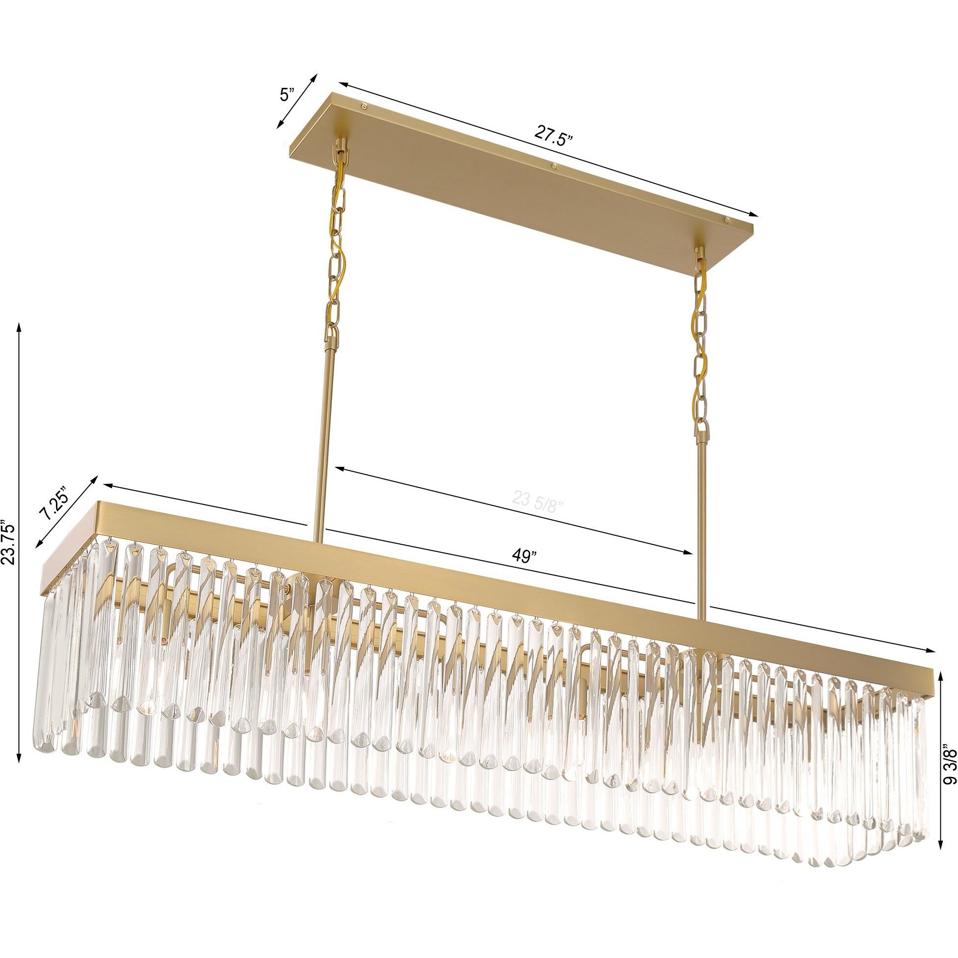 Emory 6 Light 49 inch Modern Gold Linear Chandelier Ceiling Light