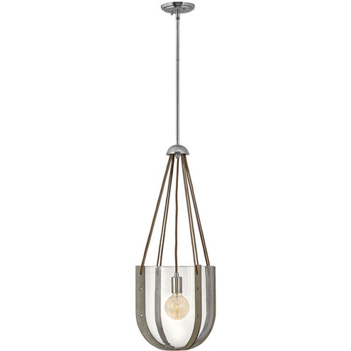 Lisa McDennon Vaso 1 Light 14 inch Polished Nickel with Ashwood Indoor Pendant Ceiling Light
