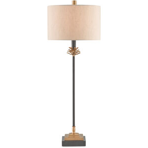 Pinegrove 30 inch 100 watt Antique Brass/Black Table Lamp Portable Light