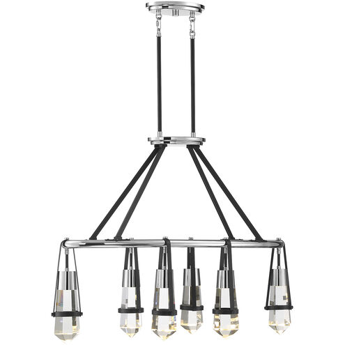 Denali LED 36 inch Matte Black with Polished Chrome Accents Linear Chandelier Ceiling Light
