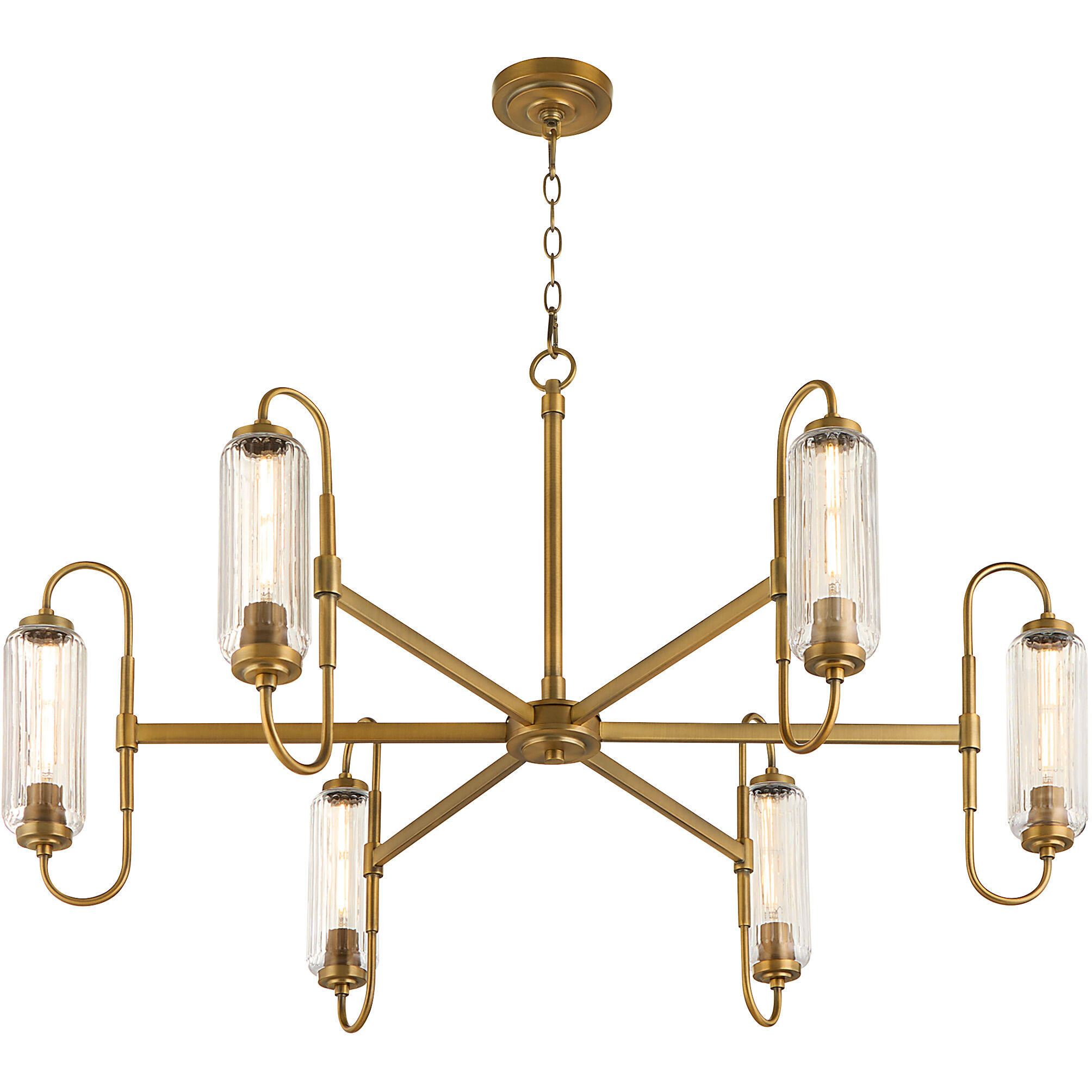 Whitmire 6 Light 40 inch Brushed Brass Chandelier Ceiling Light
