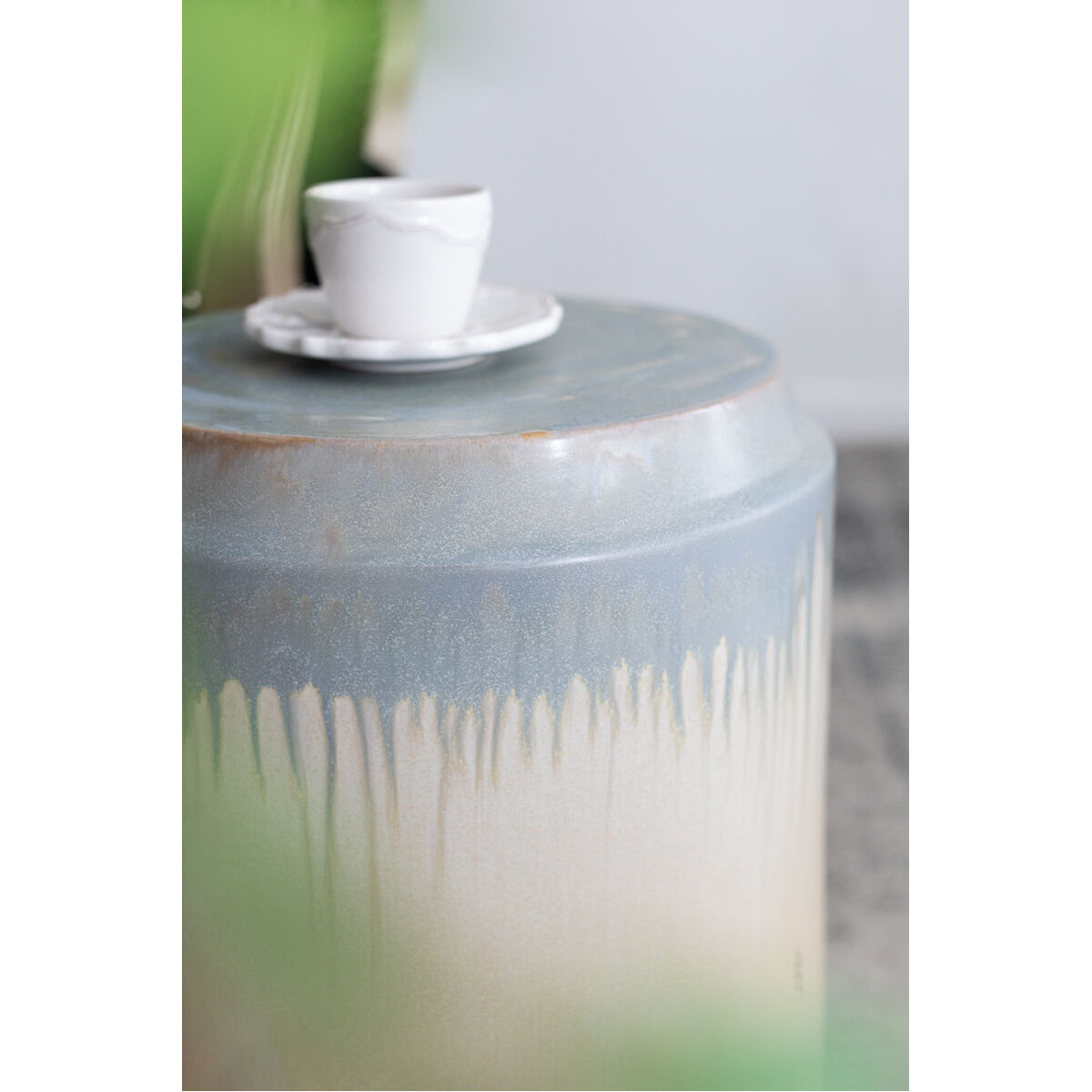 Florence 18 inch Blue/Cream Garden Stool