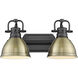 Yep Duncan Vanity Wall Light in Matte Black, Aged Brass