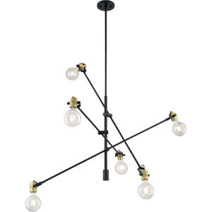 Mantra 6 Light 4.75 inch Black and Brass Accents Pendant Ceiling Light
