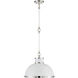 Corning 1 Light 16 inch White with Polished Nickel Accents Pendant Ceiling Light in White/Polished Nickel