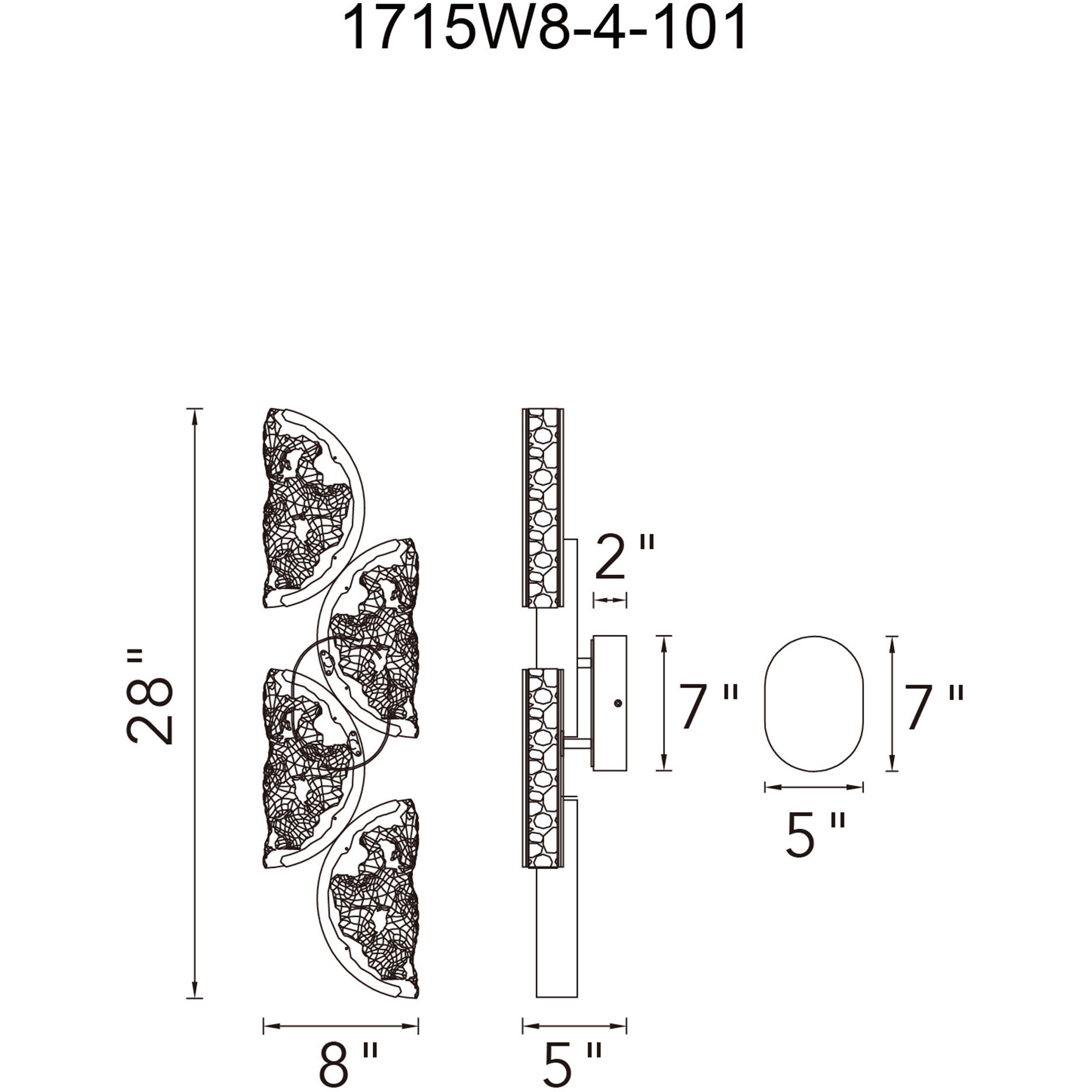 Moon LED 8 inch Black Wall Light