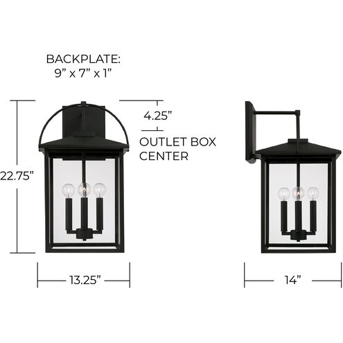 Bryson 4 Light 22.75 inch Black Outdoor Wall Lantern