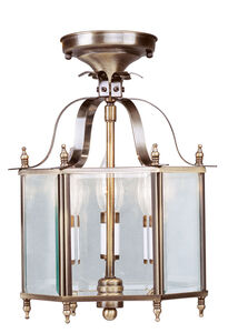 Livingston 3 Light 10 inch Antique Brass Convertible Mini Pendant/Ceiling Mount Ceiling Light