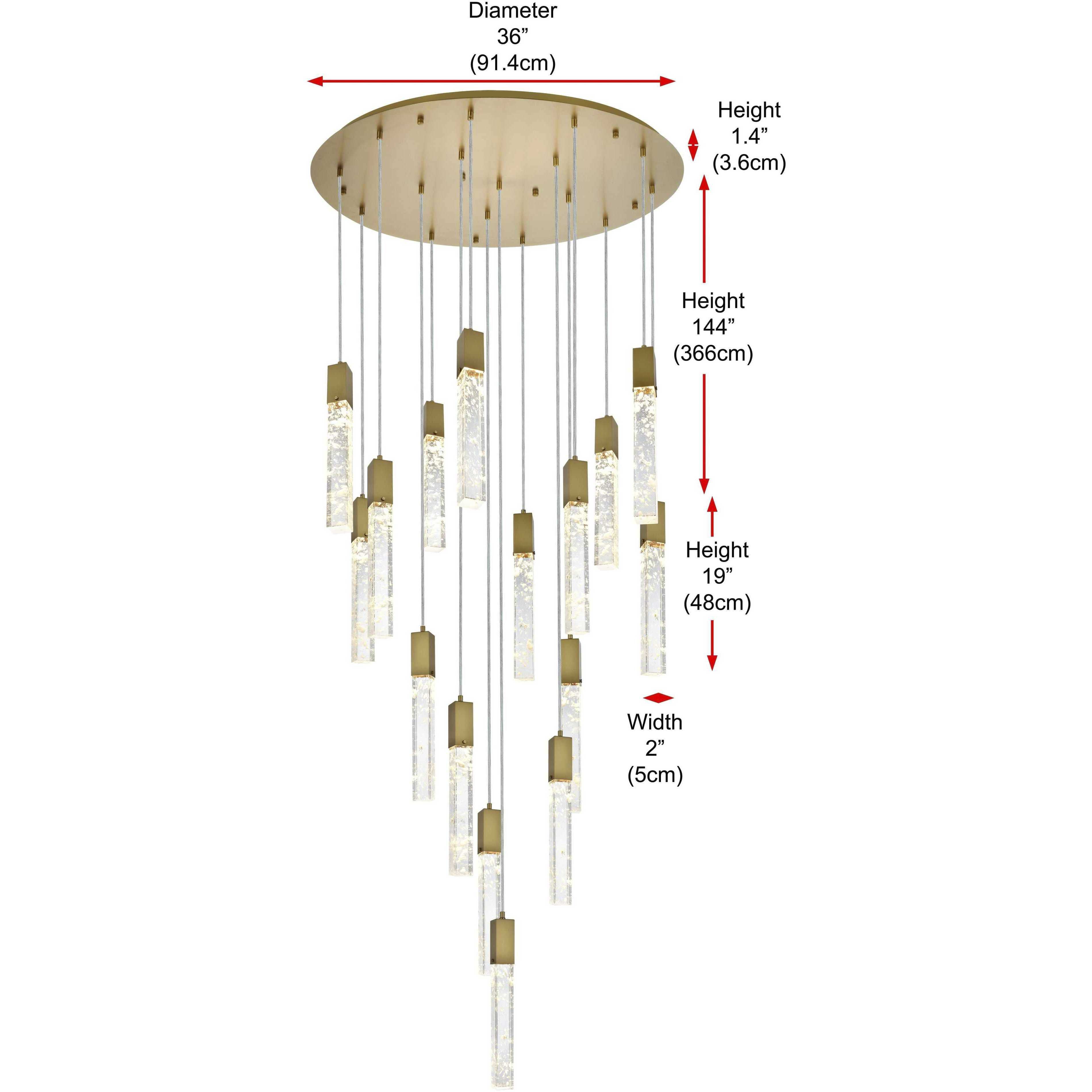 Aurora 16 Light 36 inch Satin Gold Chandelier Ceiling Light